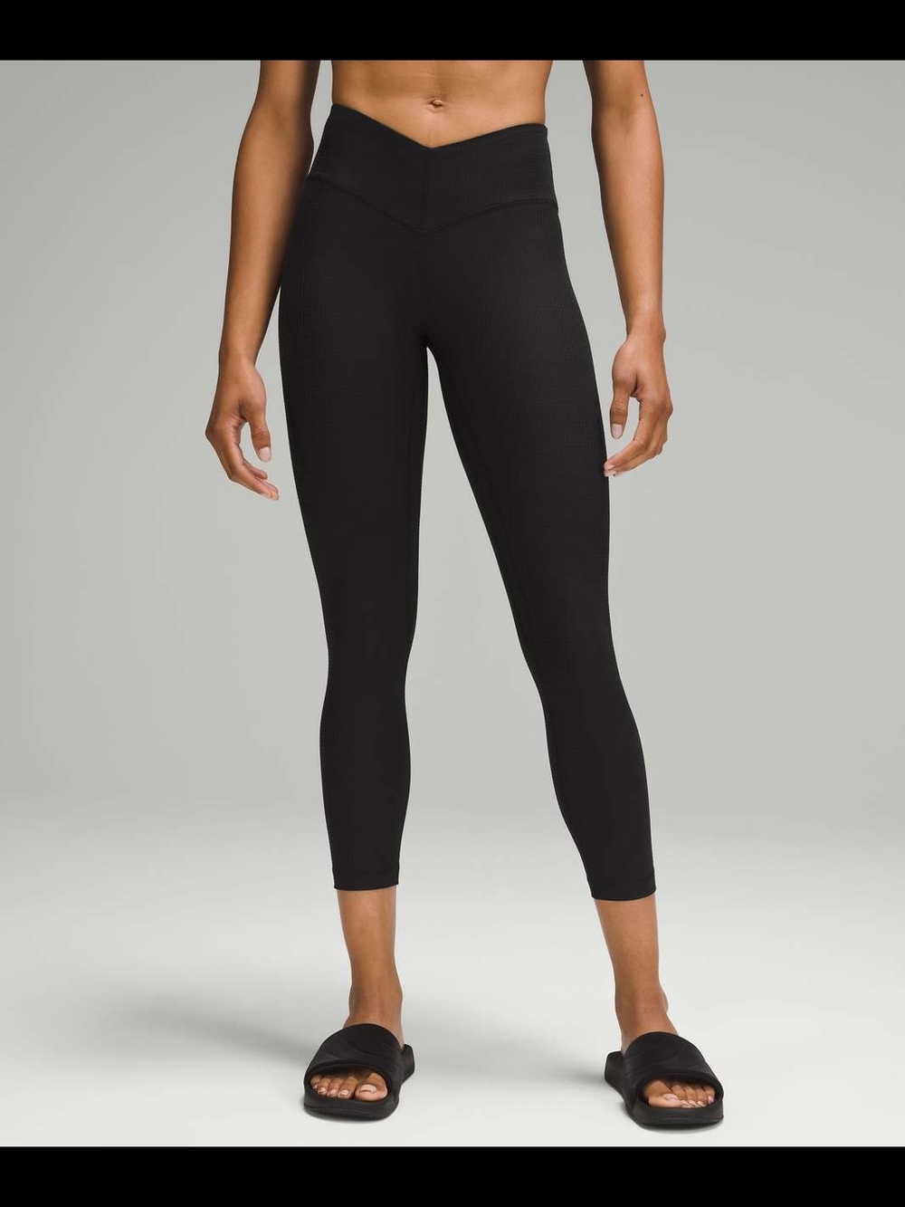 Lululemon V-Waist Yoga Tight 25" *Grid Texture Black Women's leggings Size 2